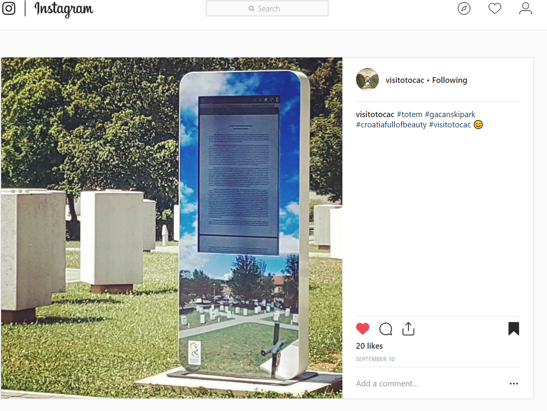 Info kiosk Gačanski Park Croatian memory