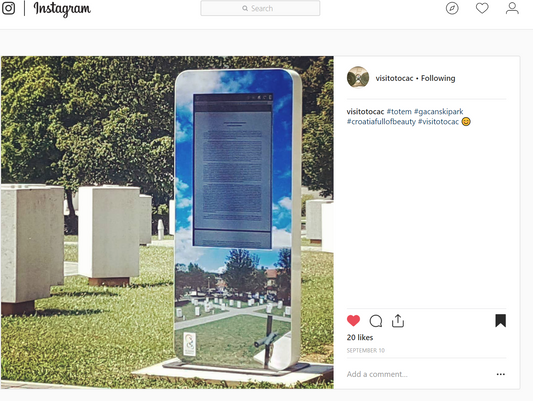 Info kiosk Gačanski Park Croatian memory