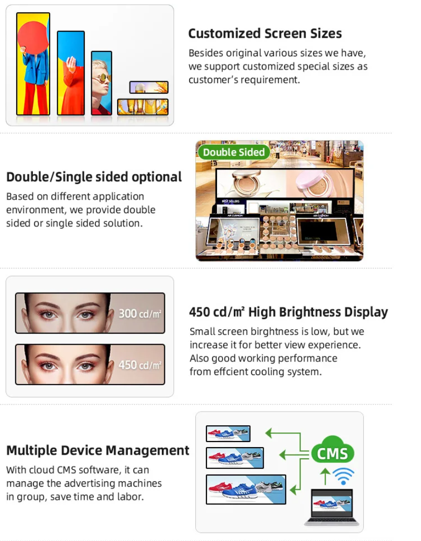 Customized screen sizes