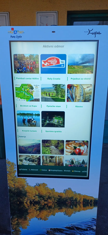 Showing home screen of info kiosk